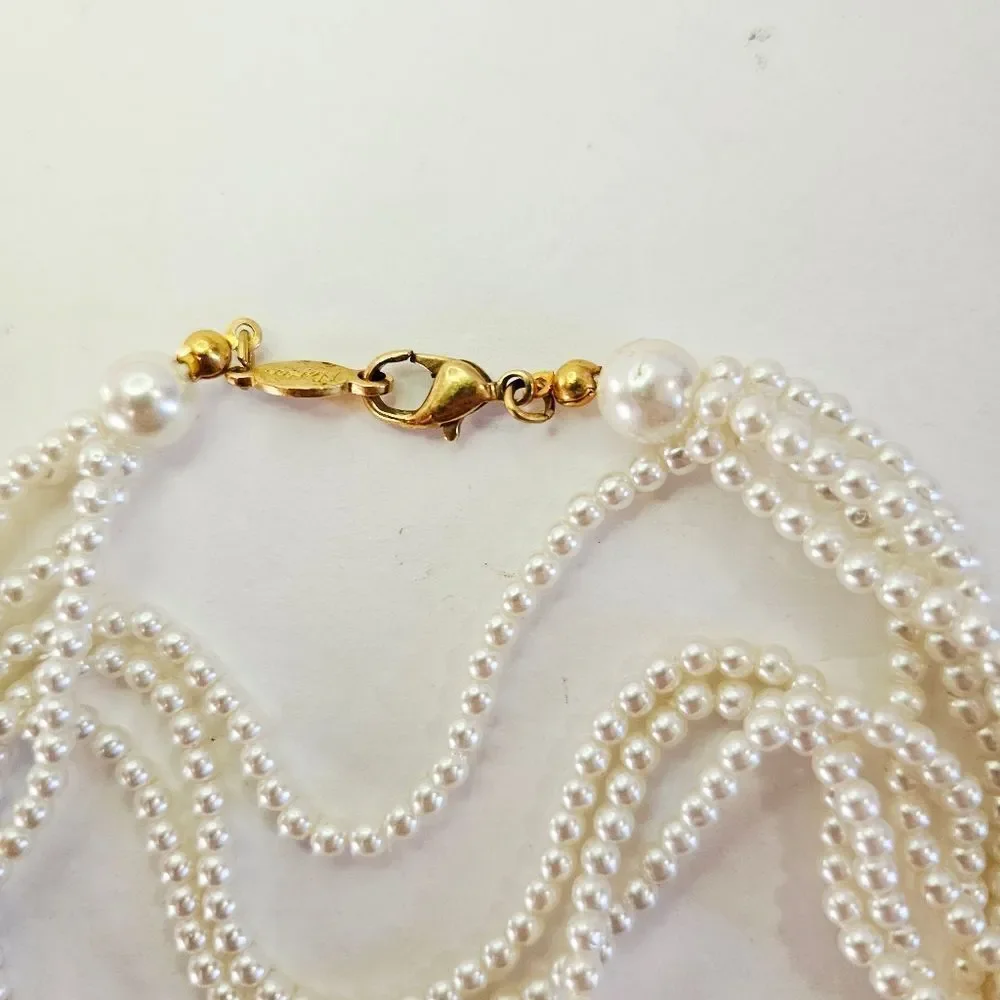 Vintage Napier Signed Multi-Strand Faux Pearl Opera Length Infinity Necklace